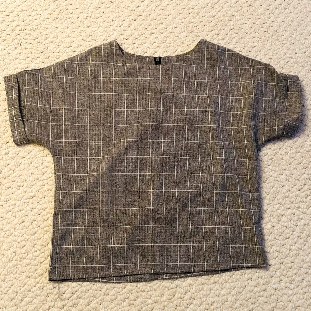 Grey Short Sleeve Blouse